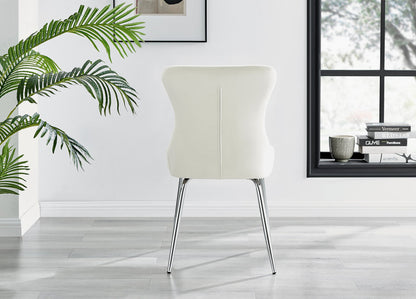 Novara Round Glass Dining Table & 4 Nora Silver Leg Chairs