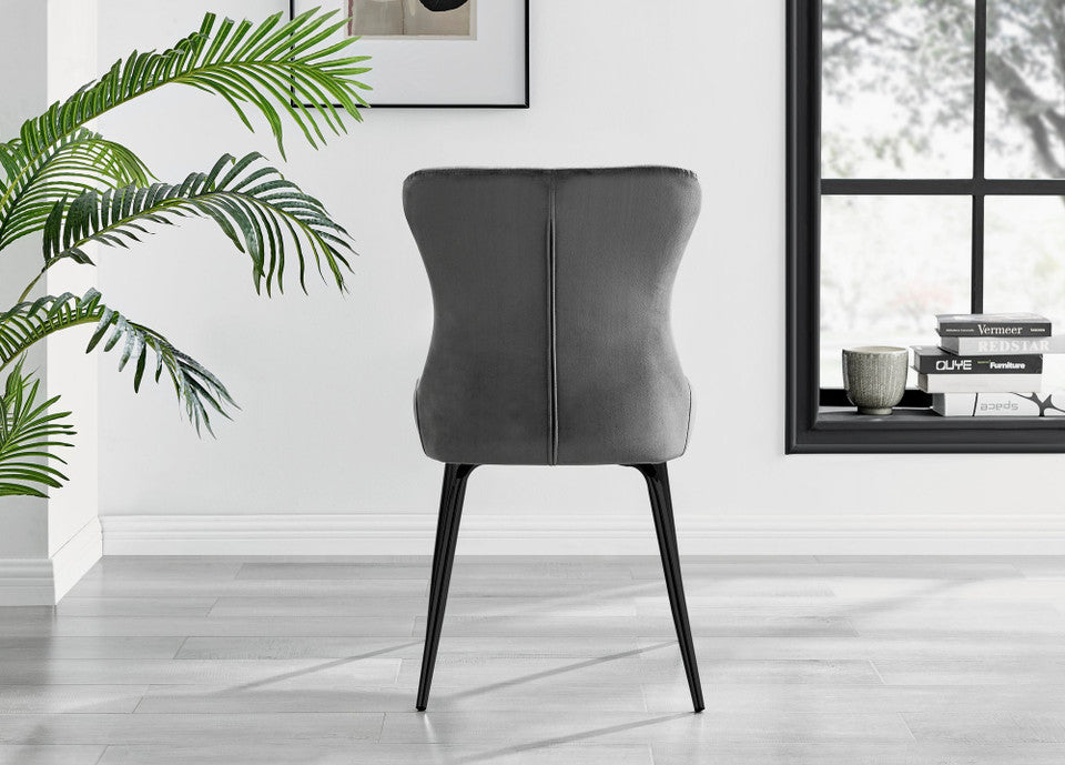 Leonardo Black Leg Glass Dining Table & 4 Nora Black Leg Chairs