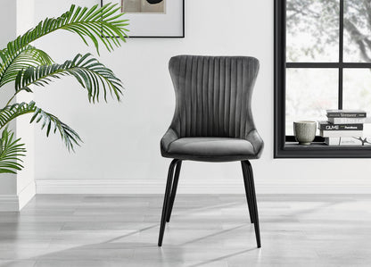 Leonardo Black Leg Glass Dining Table & 6 Nora Black Leg Chairs