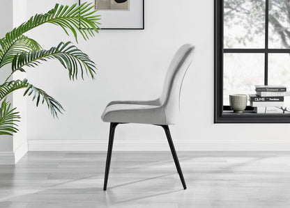Leonardo Black Leg Glass Dining Table & 4 Nora Black Leg Chairs