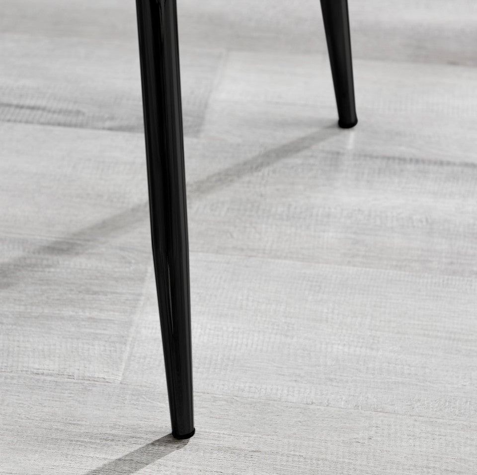 Leonardo Black Leg Glass Dining Table & 6 Nora Black Leg Chairs