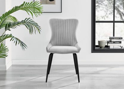 Leonardo Black Leg Glass Dining Table & 4 Nora Black Leg Chairs
