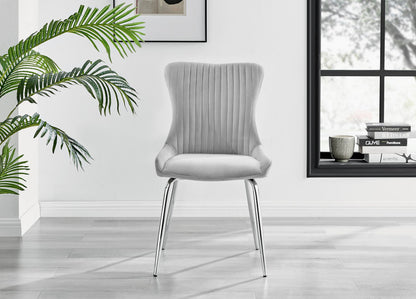 Novara Round Glass Dining Table & 4 Nora Silver Leg Chairs