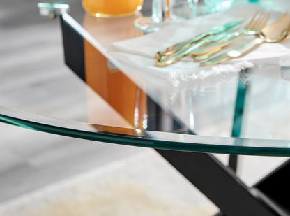 Novara Black Leg 120cm Round Glass Dining Table & 4 Milan Black Leg Chairs