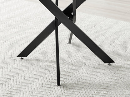 Novara Grey Concrete Effect Black Leg Round Dining Table & 4 Calla Black Leg Chairs