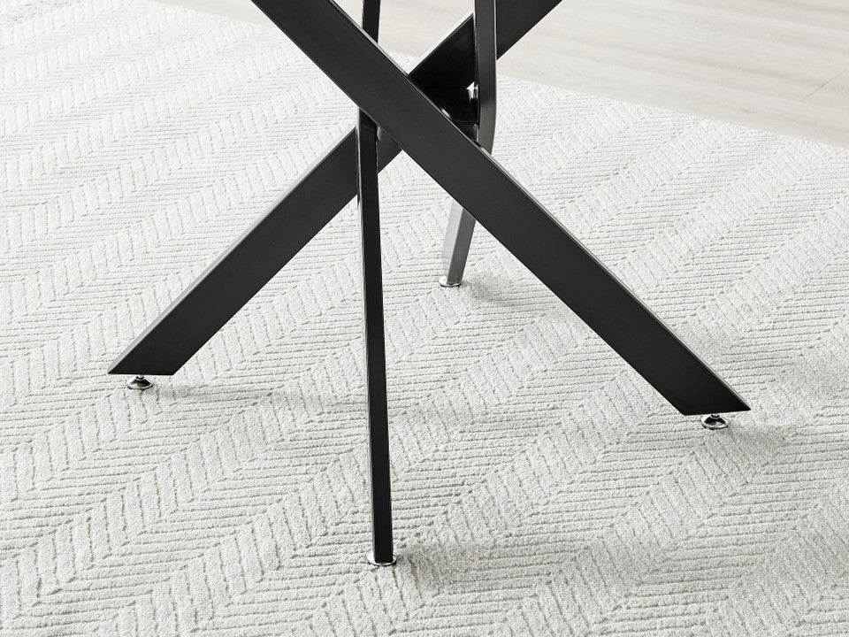 Novara Round Concrete Effect and Black Metal 4 Seater Dining Table