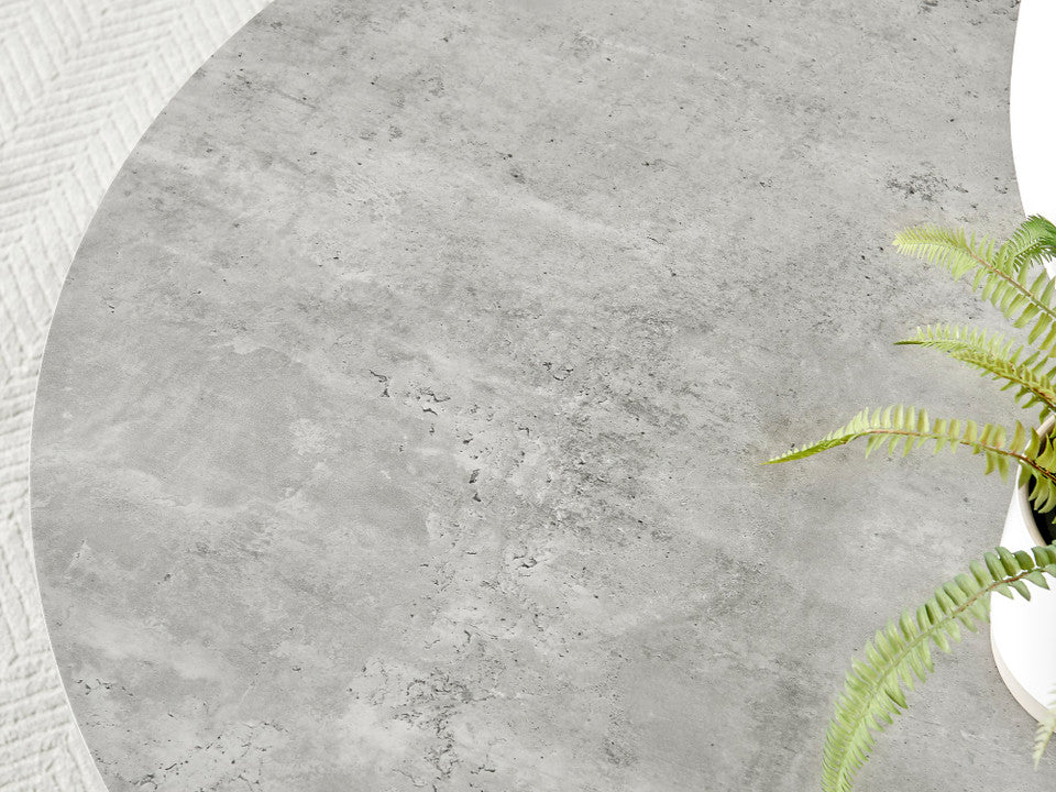Novara Grey Concrete Effect Black Leg Round Dining Table & 4 Velvet Milan Black Leg Chairs
