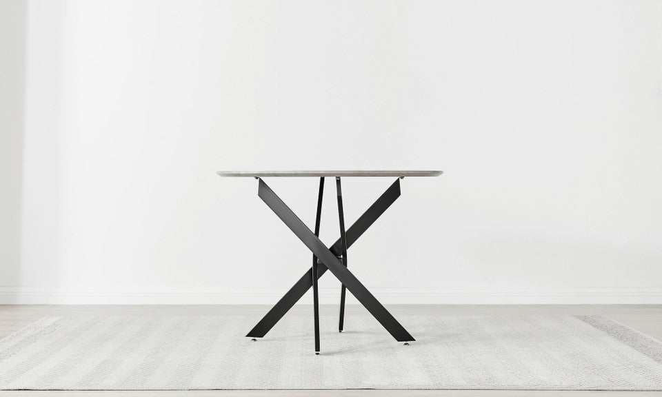 Novara Round Concrete Effect and Black Metal 4 Seater Dining Table