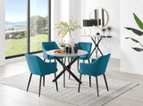 Novara Grey Concrete Effect Black Leg Round Dining Table & 4 Calla Black Leg Chairs