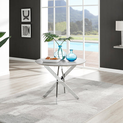 Novara Round Concrete Effect and Black Metal 4 Seater Dining Table