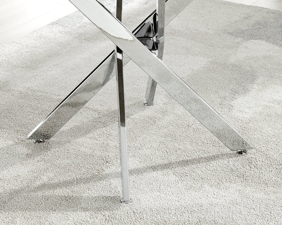 Novara Round Concrete Effect and Black Metal 4 Seater Dining Table