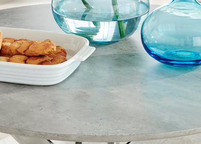 Novara Round Concrete Effect and Black Metal 4 Seater Dining Table