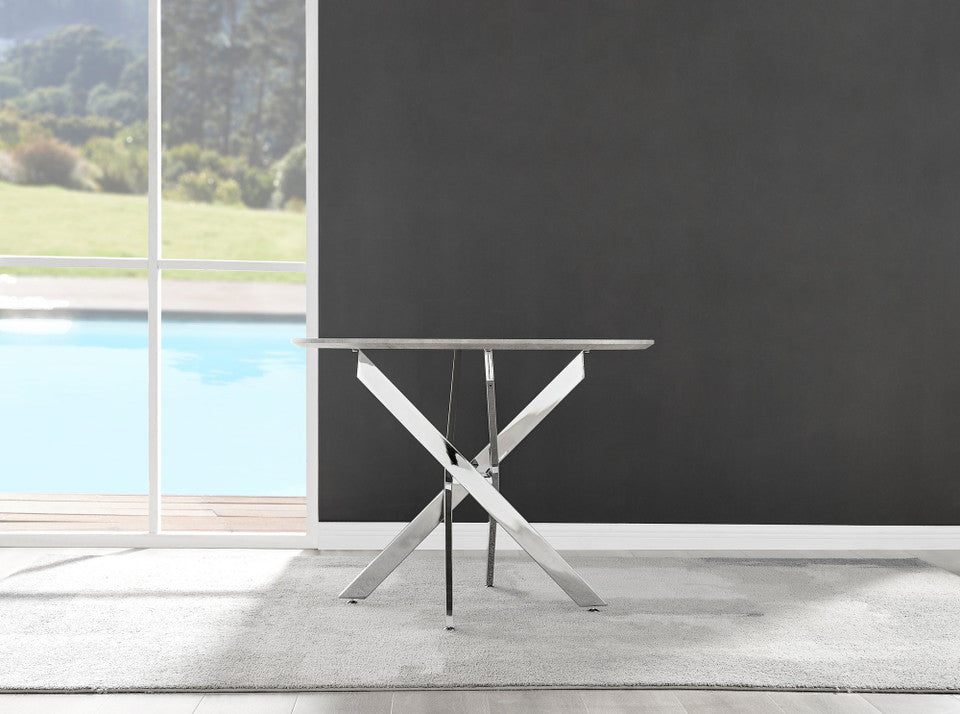 Novara Round Concrete Effect and Black Metal 4 Seater Dining Table