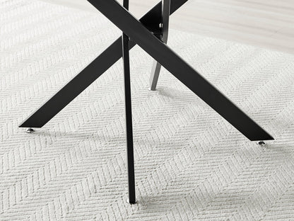 Novara Grey Concrete Effect Black Leg 120cm Round Dining Table & 4 Milan Black Leg Chairs