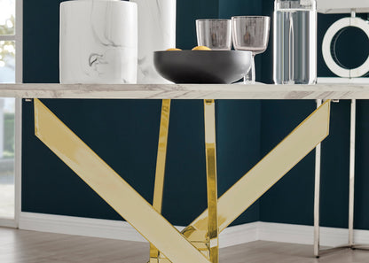 Novara White Marble Gold Leg 120cm Round Dining Table & 4 Pesaro Gold Leg Chairs