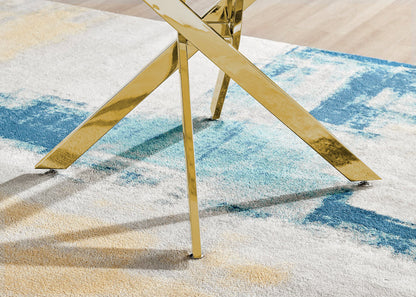 Novara White Marble Gold Leg 120cm Round Dining Table & 4 Milan Gold Leg Chairs