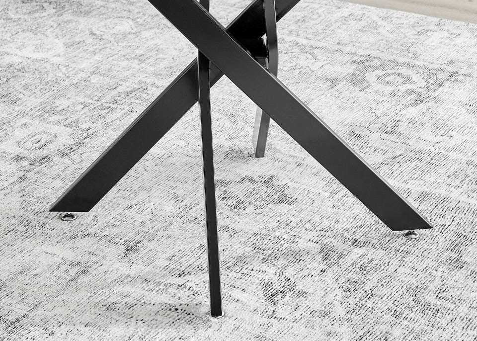 Novara Round White High Gloss and Black Metal 4 Seater Dining Table