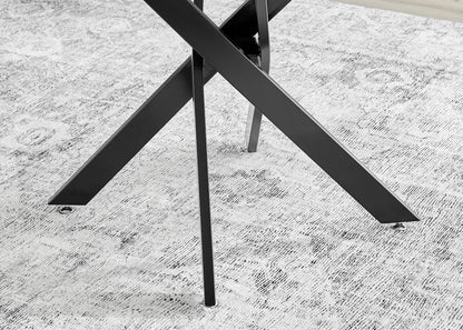 Novara Round White High Gloss and Black Metal 4 Seater Dining Table