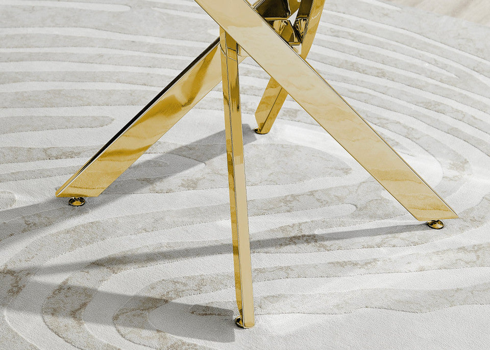 Novara Round White High Gloss and Black Metal 4 Seater Dining Table