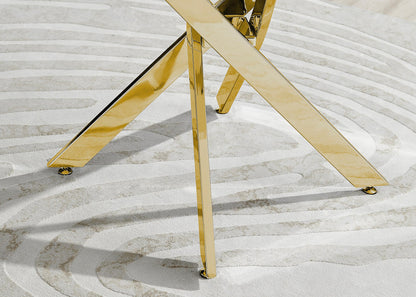 Novara Round White High Gloss and Black Metal 4 Seater Dining Table