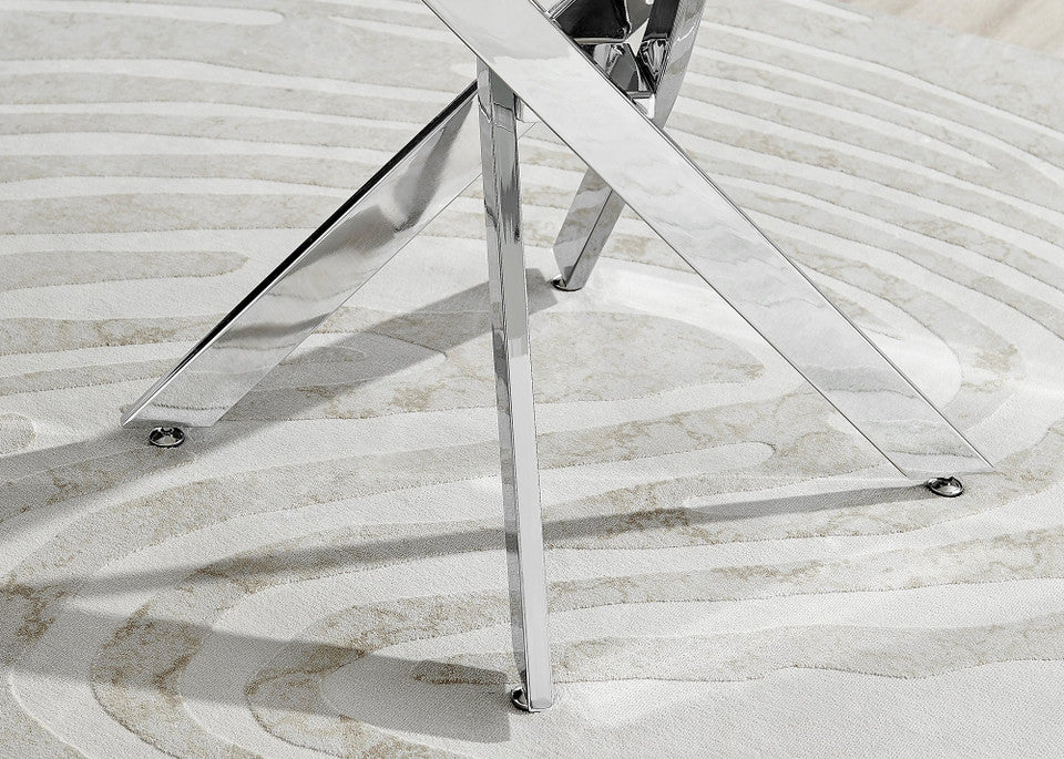 Novara Round White High Gloss and Black Metal 4 Seater Dining Table
