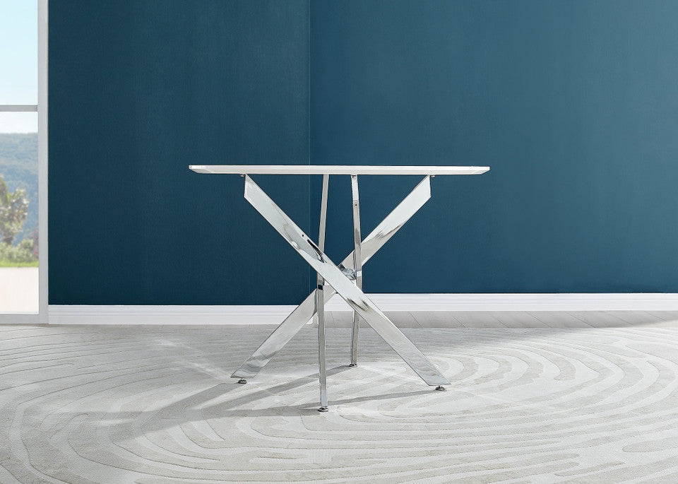 Novara Round White High Gloss and Black Metal 4 Seater Dining Table