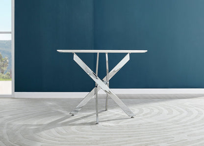 Novara Round White High Gloss and Black Metal 4 Seater Dining Table