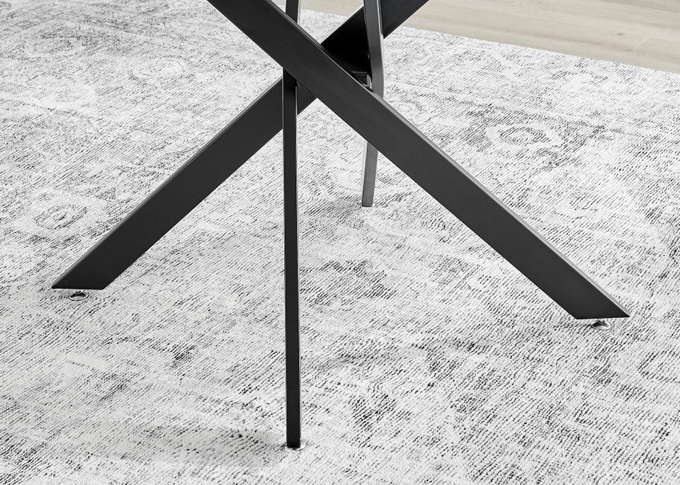 Novara Round White High Gloss and Black Metal 4-6 Seater Dining Table