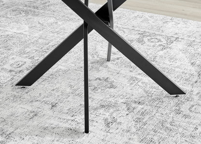 Novara Round White High Gloss and Black Metal 4-6 Seater Dining Table