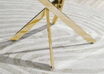 Novara Round White High Gloss and Black Metal 4-6 Seater Dining Table