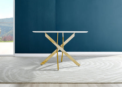 Novara Round White High Gloss and Black Metal 4-6 Seater Dining Table