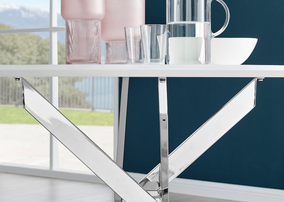 Novara Round White High Gloss and Black Metal 4-6 Seater Dining Table