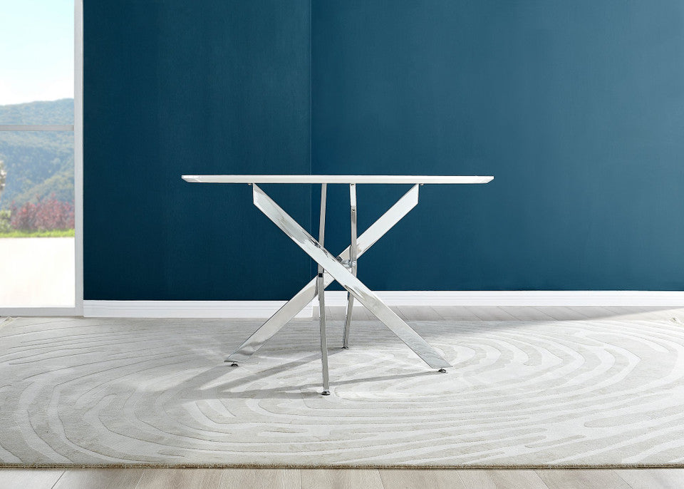 Novara Round White High Gloss and Black Metal 4-6 Seater Dining Table