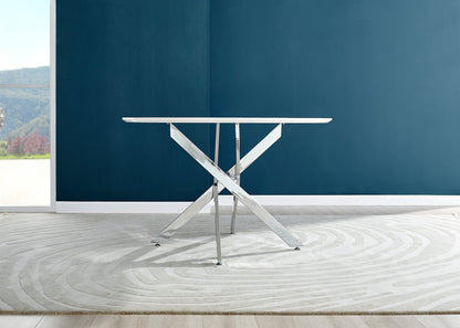 Novara Round White High Gloss and Black Metal 4-6 Seater Dining Table