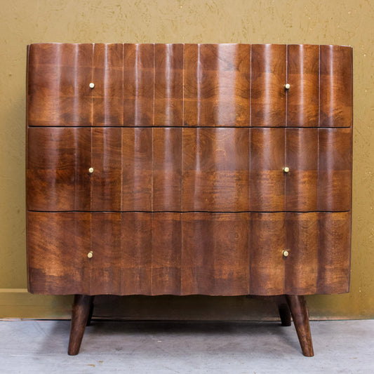 Indok Wooden Carving Design 3 Drawer Cabinet Marble Top