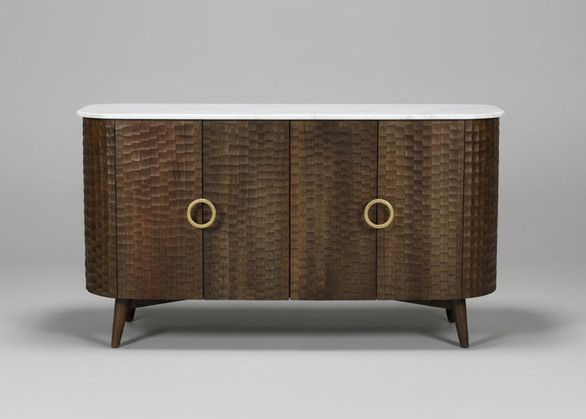 Satana Wooden 4 Door Chiseled Design Side Board