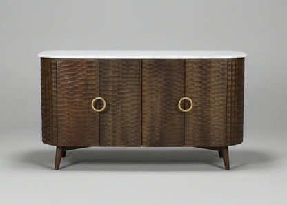 Satana Wooden 4 Door Chiseled Design Side Board