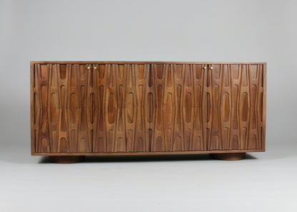 Barwara Wooden 4 Door Sideboard With Carved Retro Design