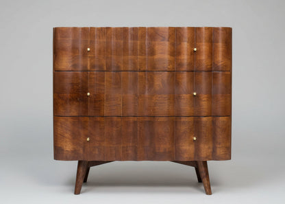 Indok Wooden Carving Design 3 Drawer Cabinet Marble Top