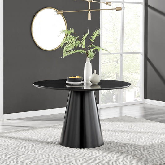 Palma Round Black Semi Gloss 4-6 Seater Dining Table