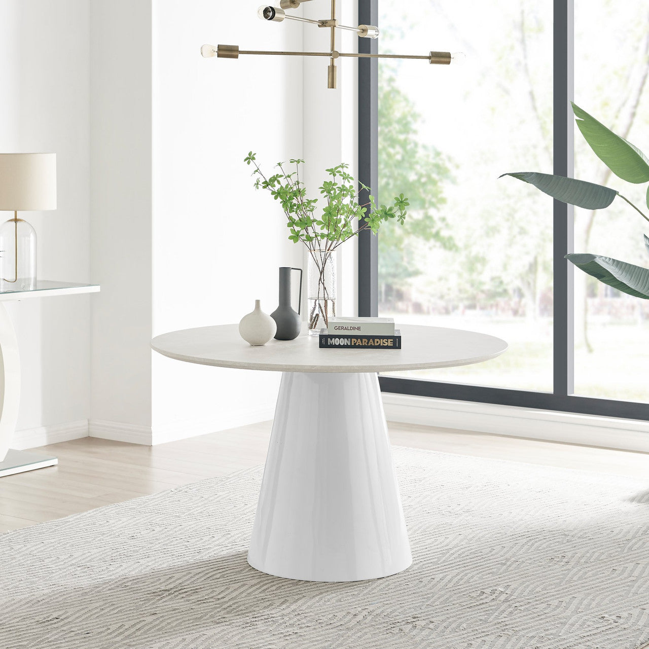 Palma Round White Marble Effect 4-6 Seater Dining Table