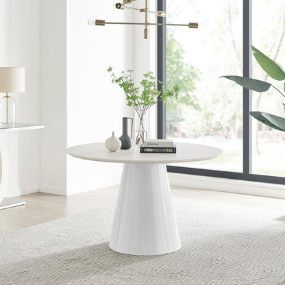 Palma Round White Marble Effect 4-6 Seater Dining Table
