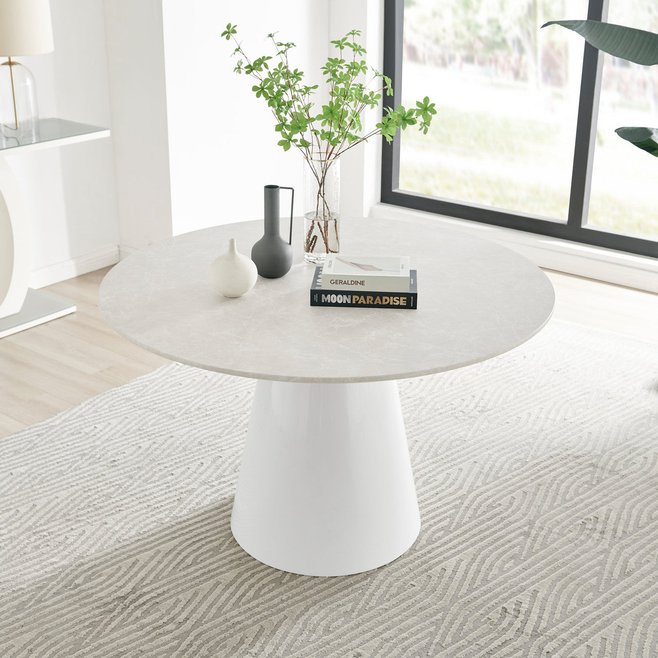 Palma Round White Marble Effect 4-6 Seater Dining Table
