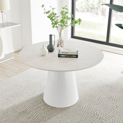 Palma Round White Marble Effect 4-6 Seater Dining Table