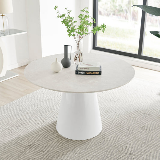 Palma Round White Marble Effect 4-6 Seater Dining Table