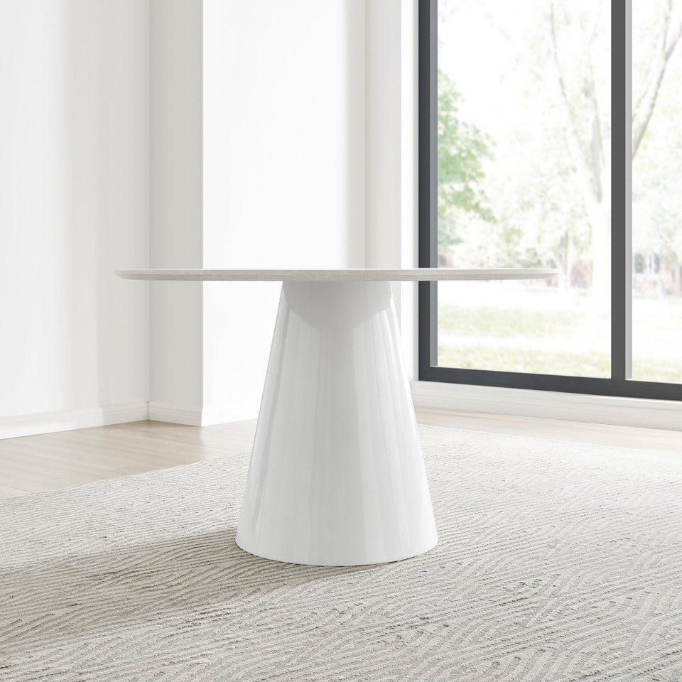 Palma Round Beige Stone Effect 4-6 Seater Dining Table