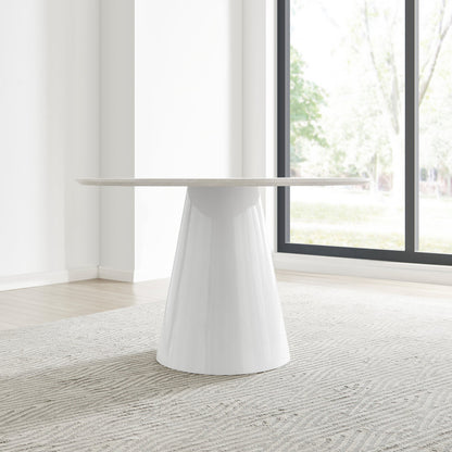 Palma Round Beige Stone Effect 4-6 Seater Dining Table