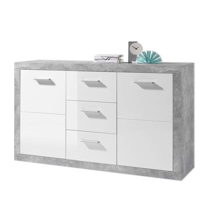 Pietra Large Sideboard Grey and White Gloss 2 DOOR, 3 DRW