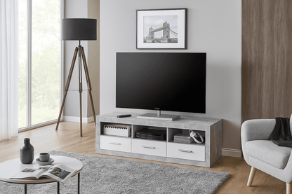 Pietra Large TV Cabinet Grey and White Gloss