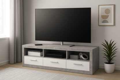 Pietra Large TV Cabinet Grey and White Gloss